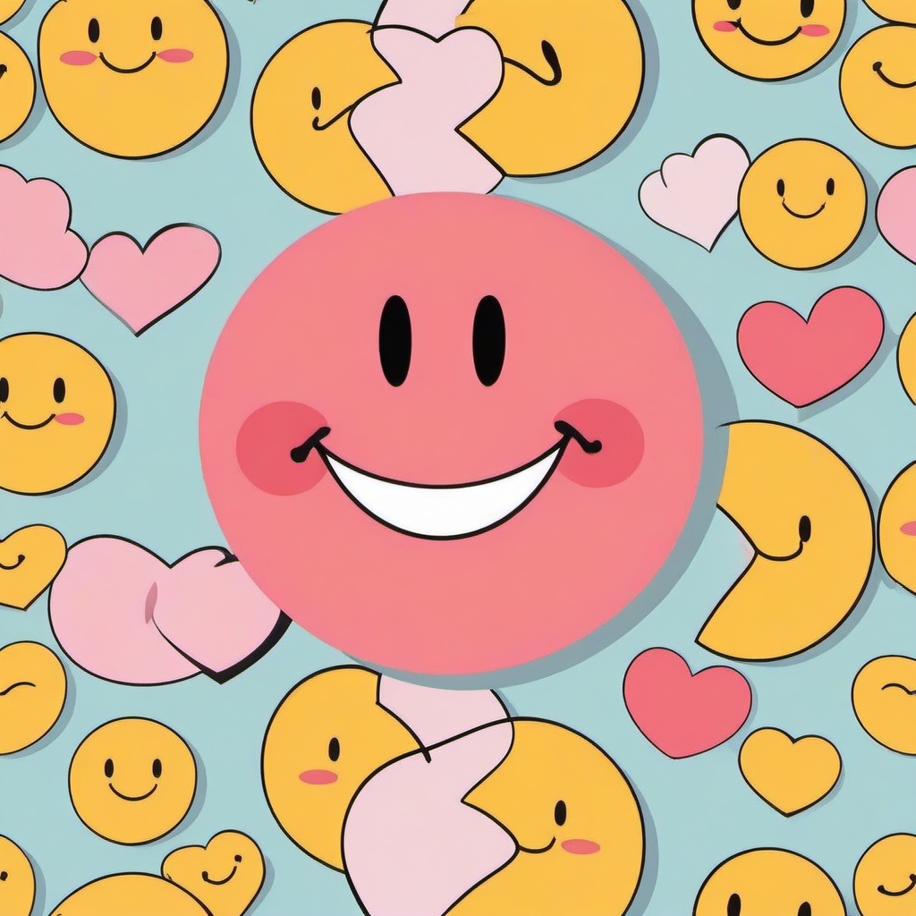 Smiley clipart - blushing smiley with heart eyes  color,minimalist,vector clipart