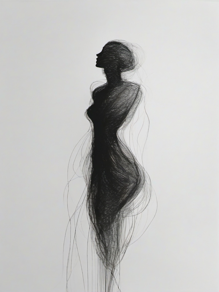 drawing of a body in a dreamlike state  minimal rough sketch scribbles,doodles,black and white