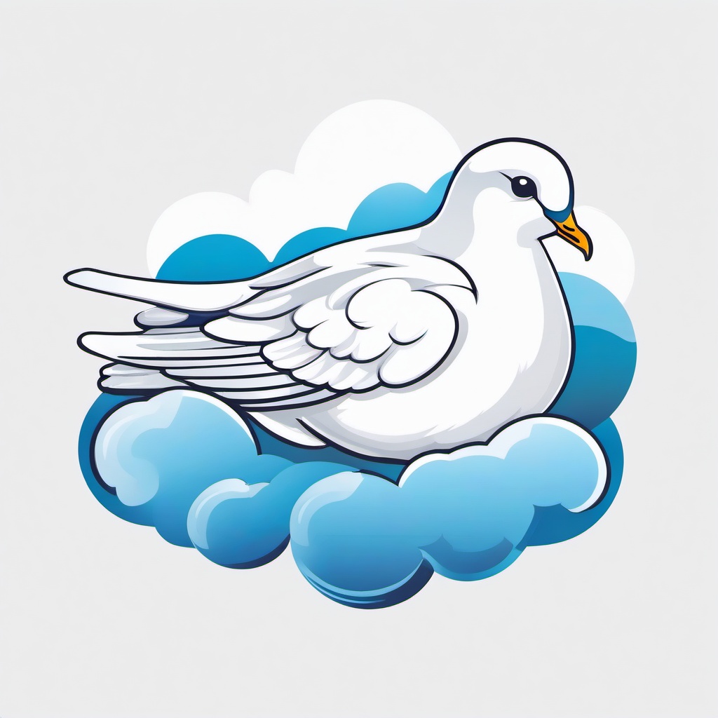 Dove resting on a cloud clipart.  vector style illustration, white background