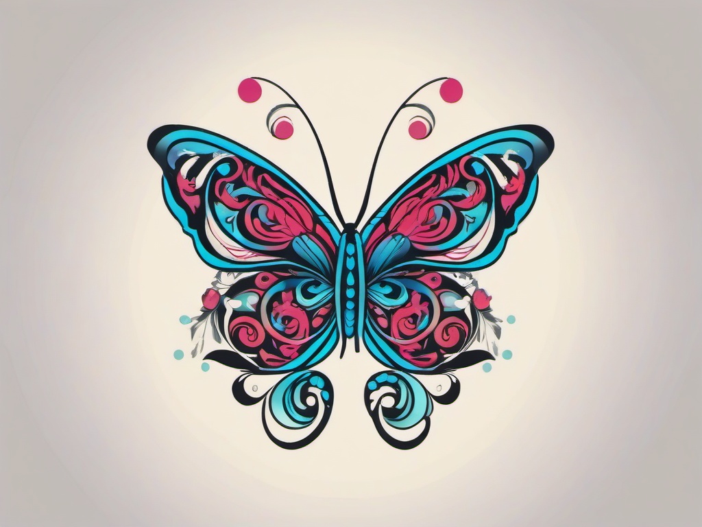 aquarius butterfly tattoo  simple vector color tattoo