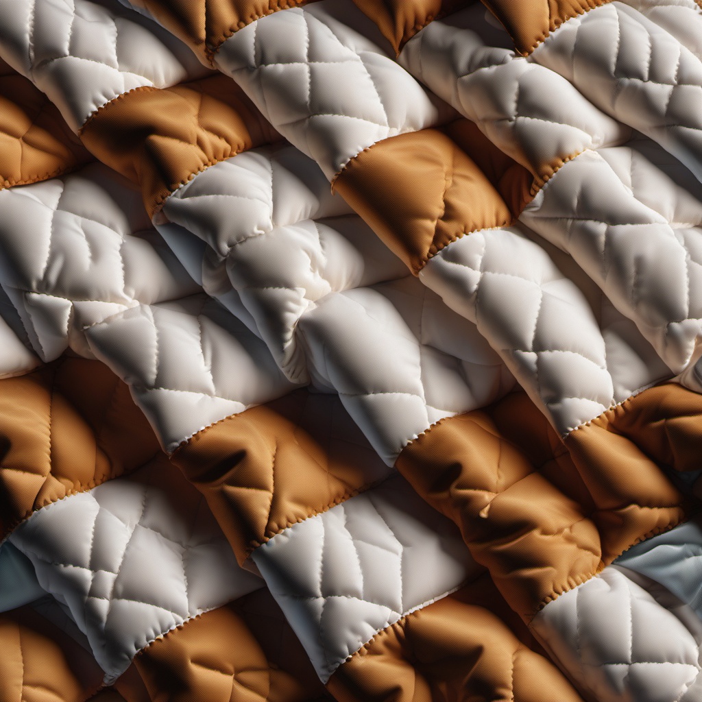 Quilted fabric with a cozy atmosphere top view, product photoshoot realistic background, hyper detail, high resolution