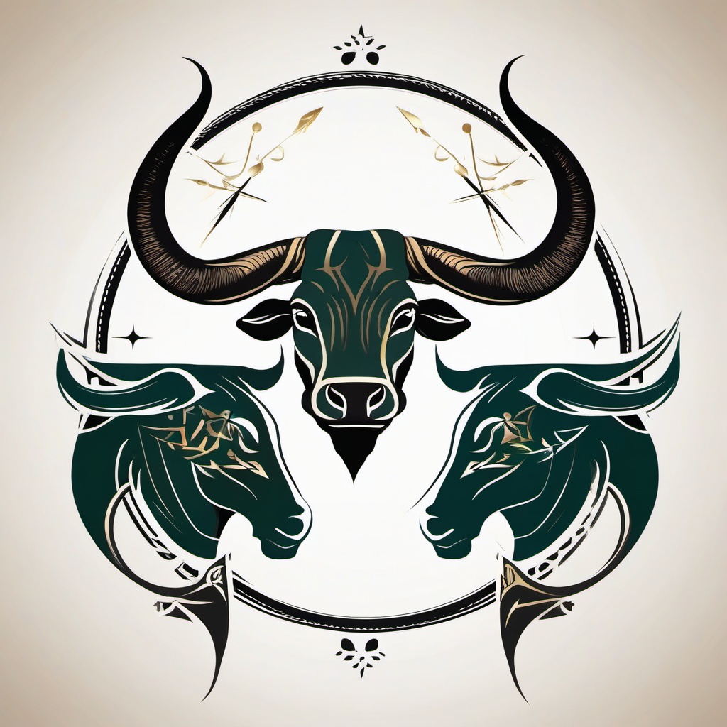 taurus and libra combined tattoo  simple vector color tattoo