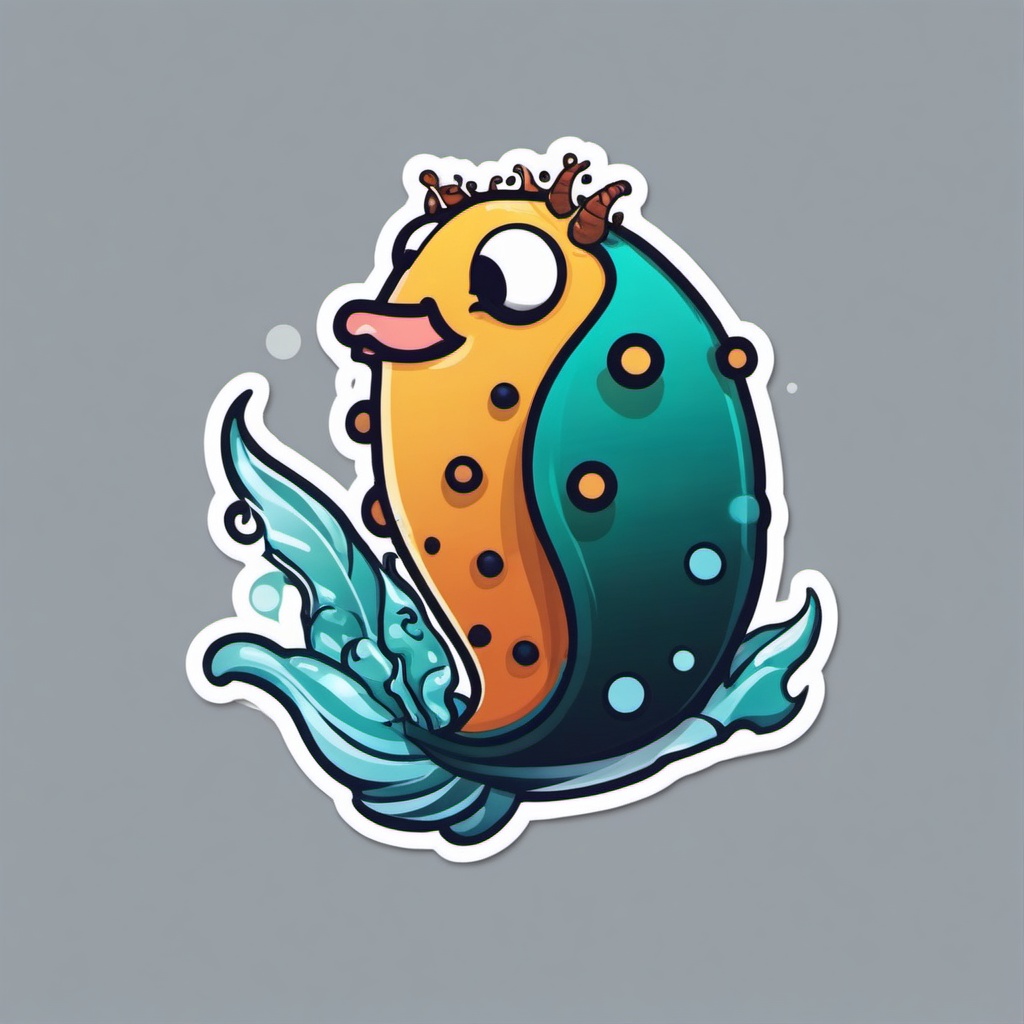 Singing Sea Cucumber sticker- Underwater Crooner, , sticker vector art, minimalist design