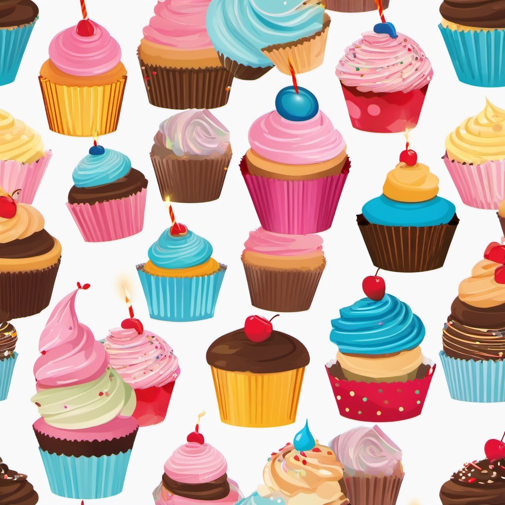 Birthday Cupcakes clipart - Delicious birthday cupcakes, ,vector color clipart,minimal