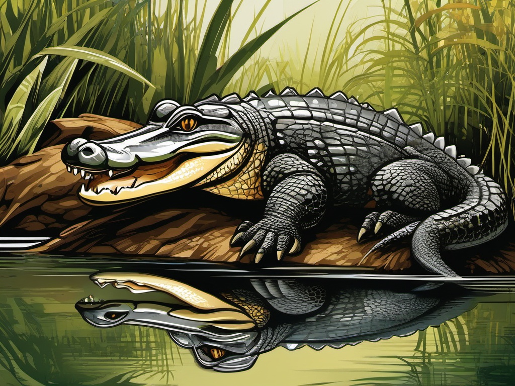 Alligator clipart - alligator in a natural habitat  