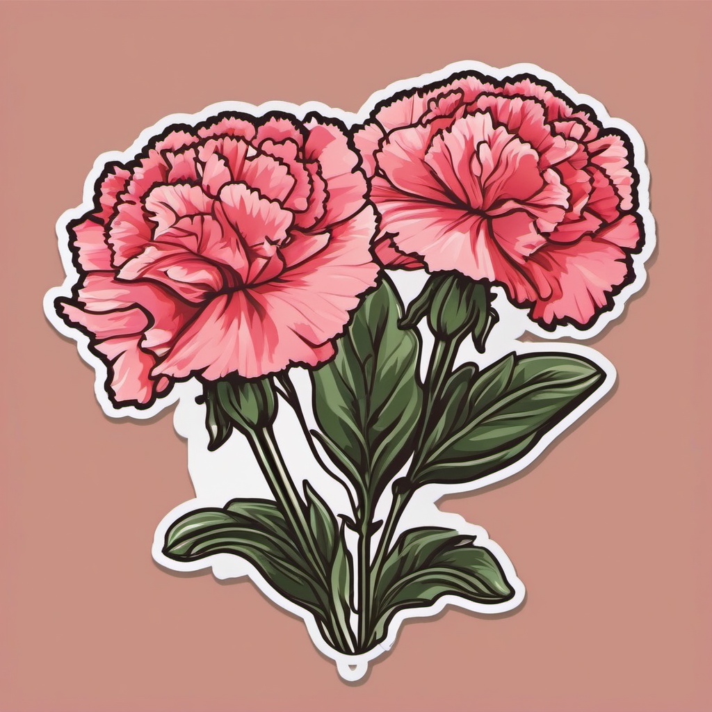 Carnation Sticker - Convey love and admiration with the classic and sweet carnation sticker, , sticker vector art, minimalist design