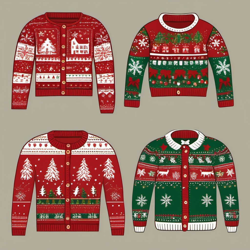 Ugly Sweater Clipart,Creating a holiday party invitation with ugly sweater clipart  simple, 2d flat