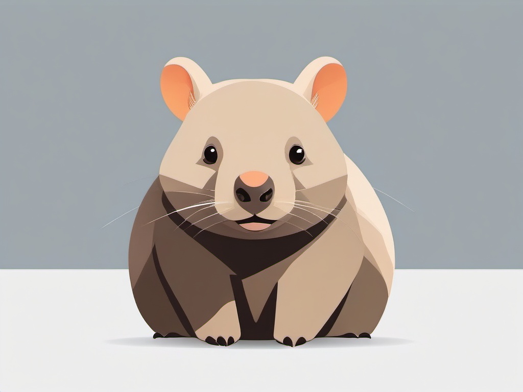 Wombat cartoon  minimal, white background