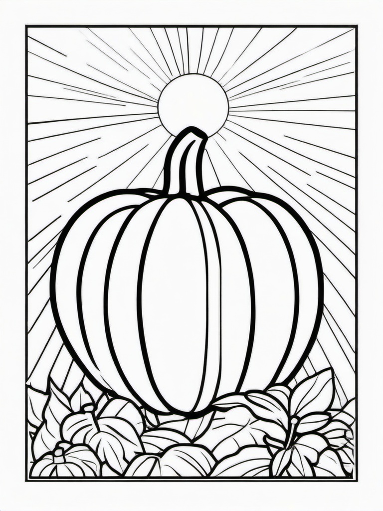 Pumpkin with Sun Rays Coloring Pages - Sunlight Shining on a Pumpkin  minimal black outline printable sheet, coloring page