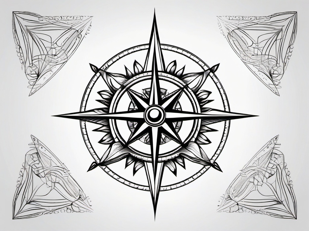 Compass Rose Tattoo Design - Detailed design of a compass rose.  simple vector tattoo,minimalist,white background