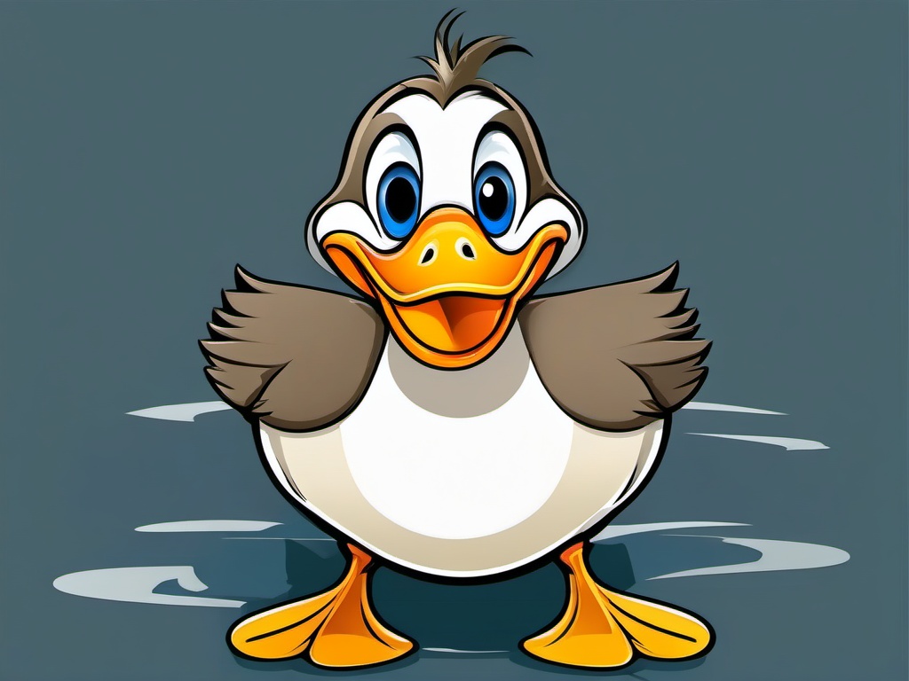 Duck clipart - cartoon duck with a funny expression  