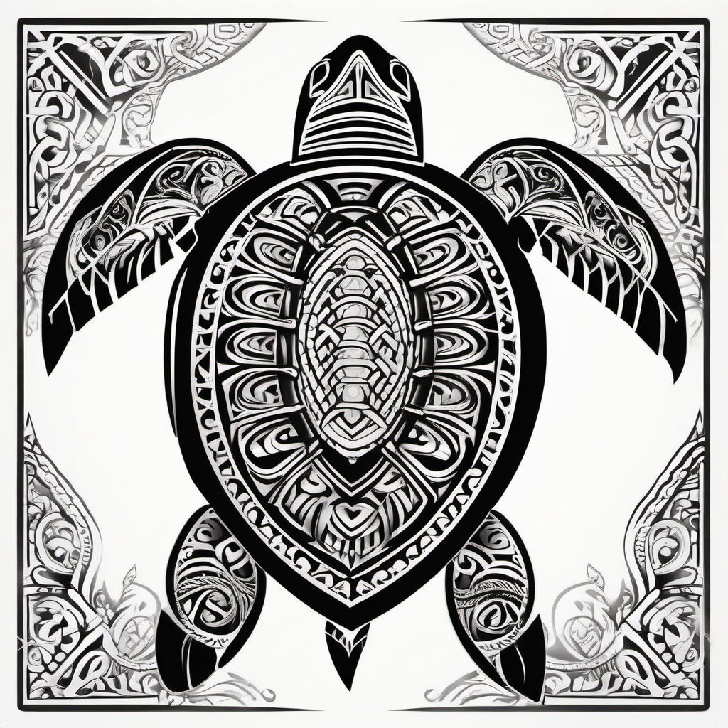 Polynesian Tattoos Turtle - Capture the symbolism of protection and longevity with a Polynesian-inspired turtle tattoo.  simple vector color tattoo,minmal,white background