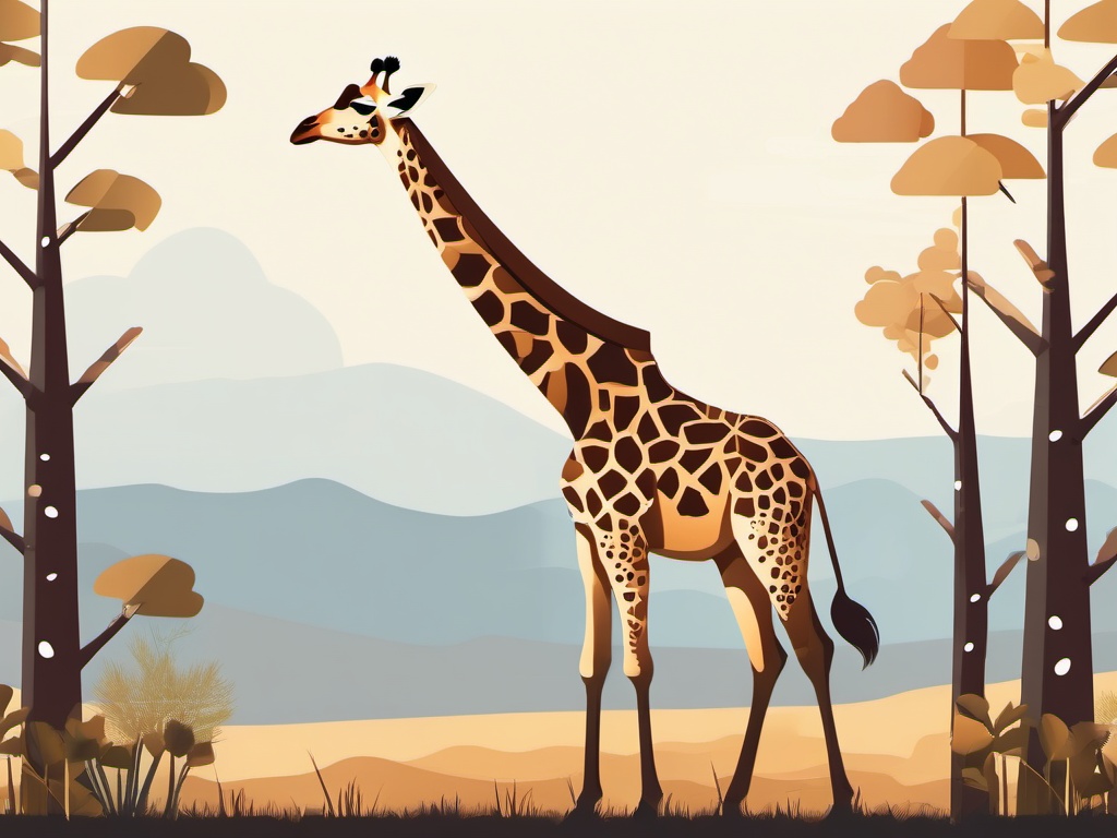 Giraffe clipart - Tallest land animal with a long neck and spotted coat, ,color clipart vector style