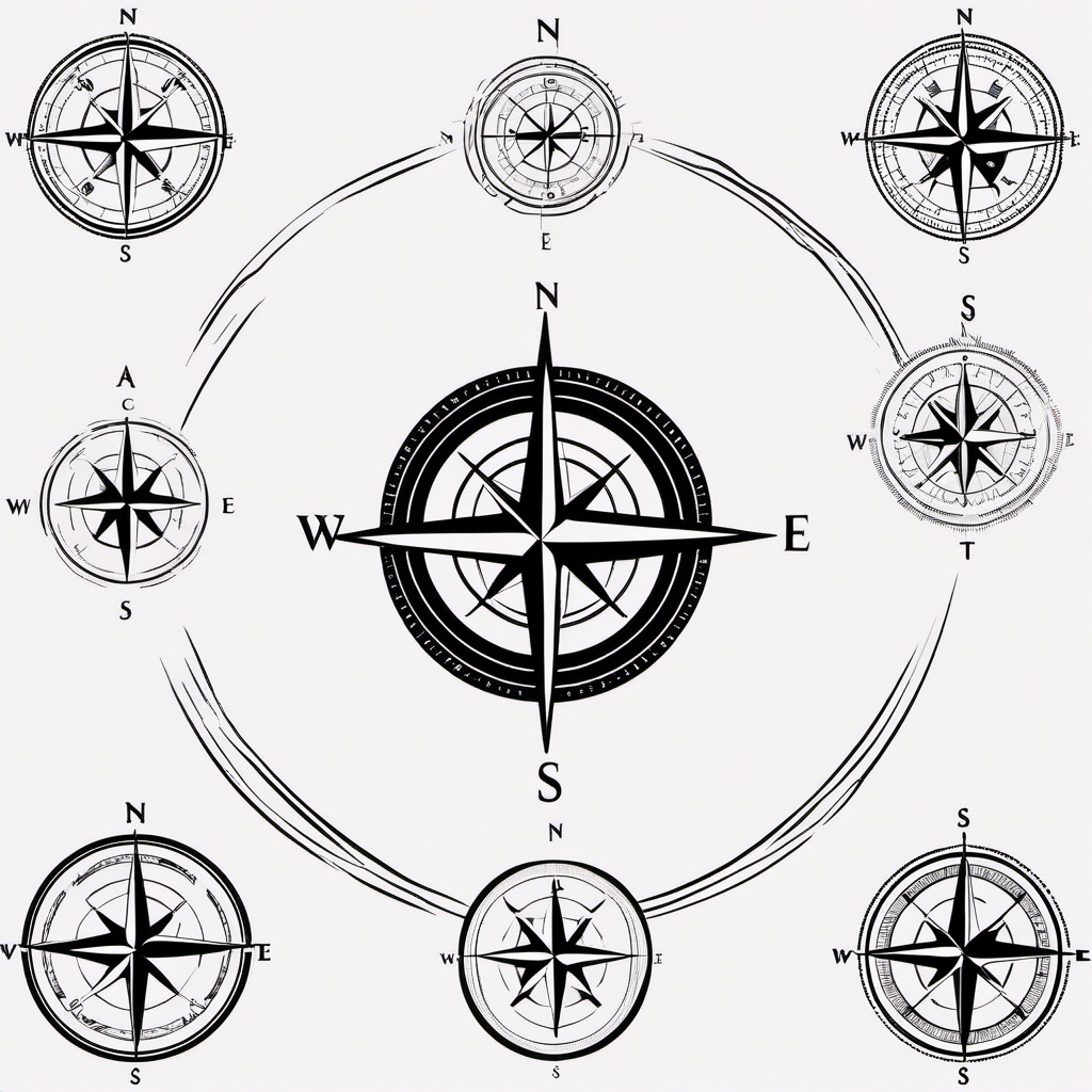 Compass Tattoo Small - Small-sized compass tattoo.  simple vector tattoo,minimalist,white background