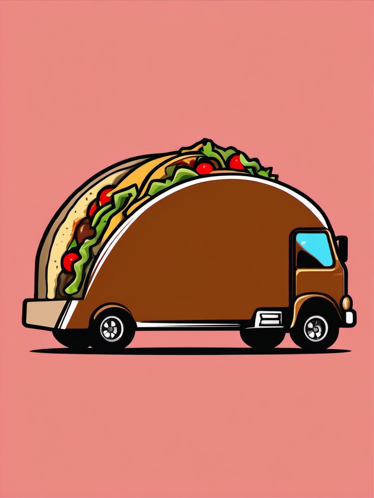 Taco clipart - taco with a taco truck in the background  color,minimalist,vector clipart