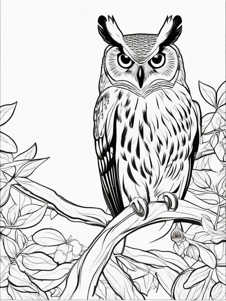 Owl Coloring Pages - Owl with a beak  simple coloring pages