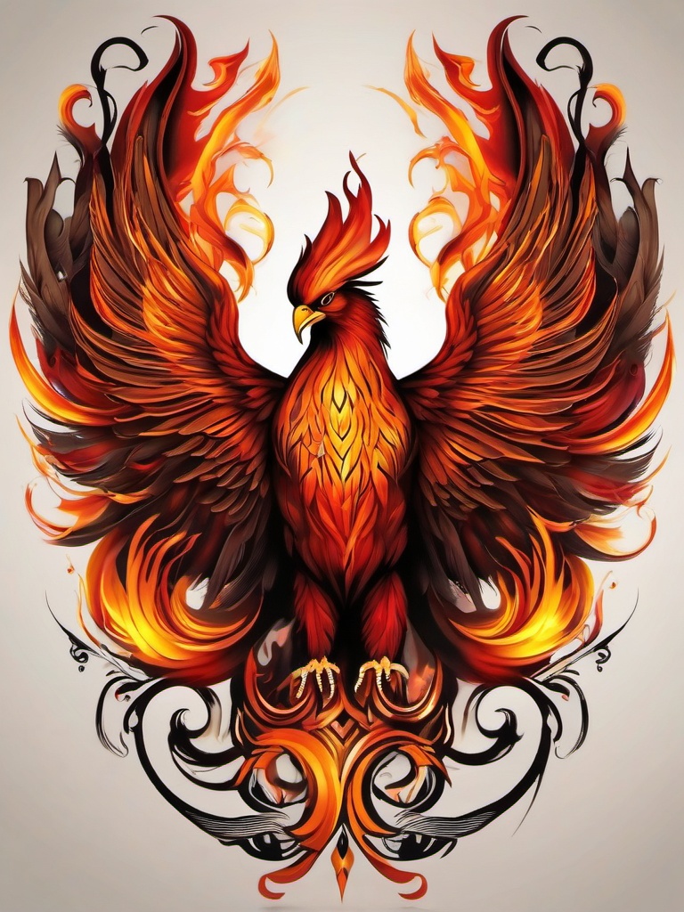 Phoenix rising tattoo, Artistic tattoos that depict the phoenix's ascent from flames. , color, tattoo design