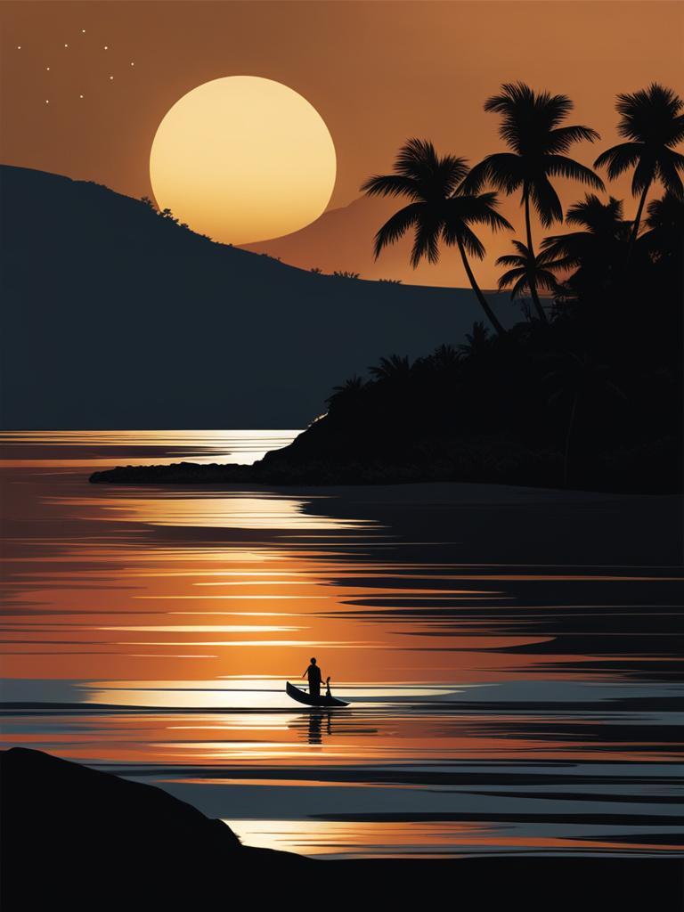 puerto escondido - illustrate the serene night atmosphere of puerto escondido, a laid-back beach town, with crashing waves and the moon casting silvery reflections. 