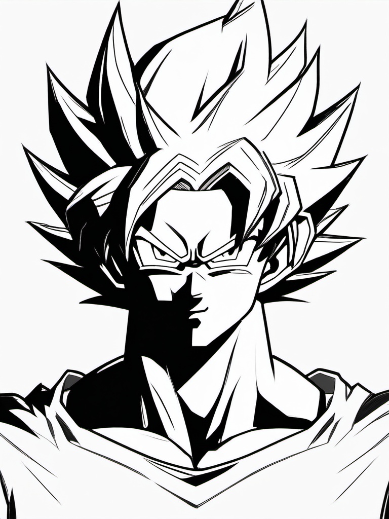 sketch drawing of goku  minimal rough sketch scribbles,doodles,black and white