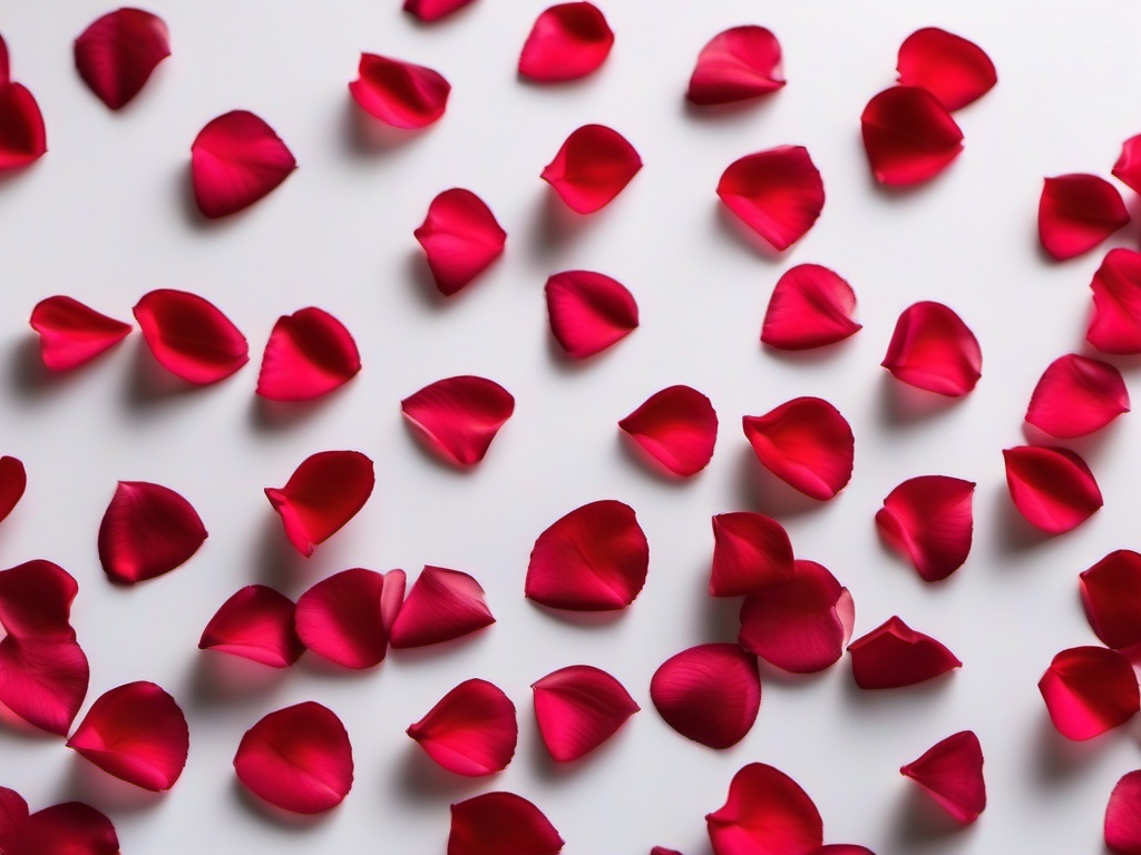 Valentines Day background - Red rose petals scattered on a white silk background  aesthetic background wallpaper