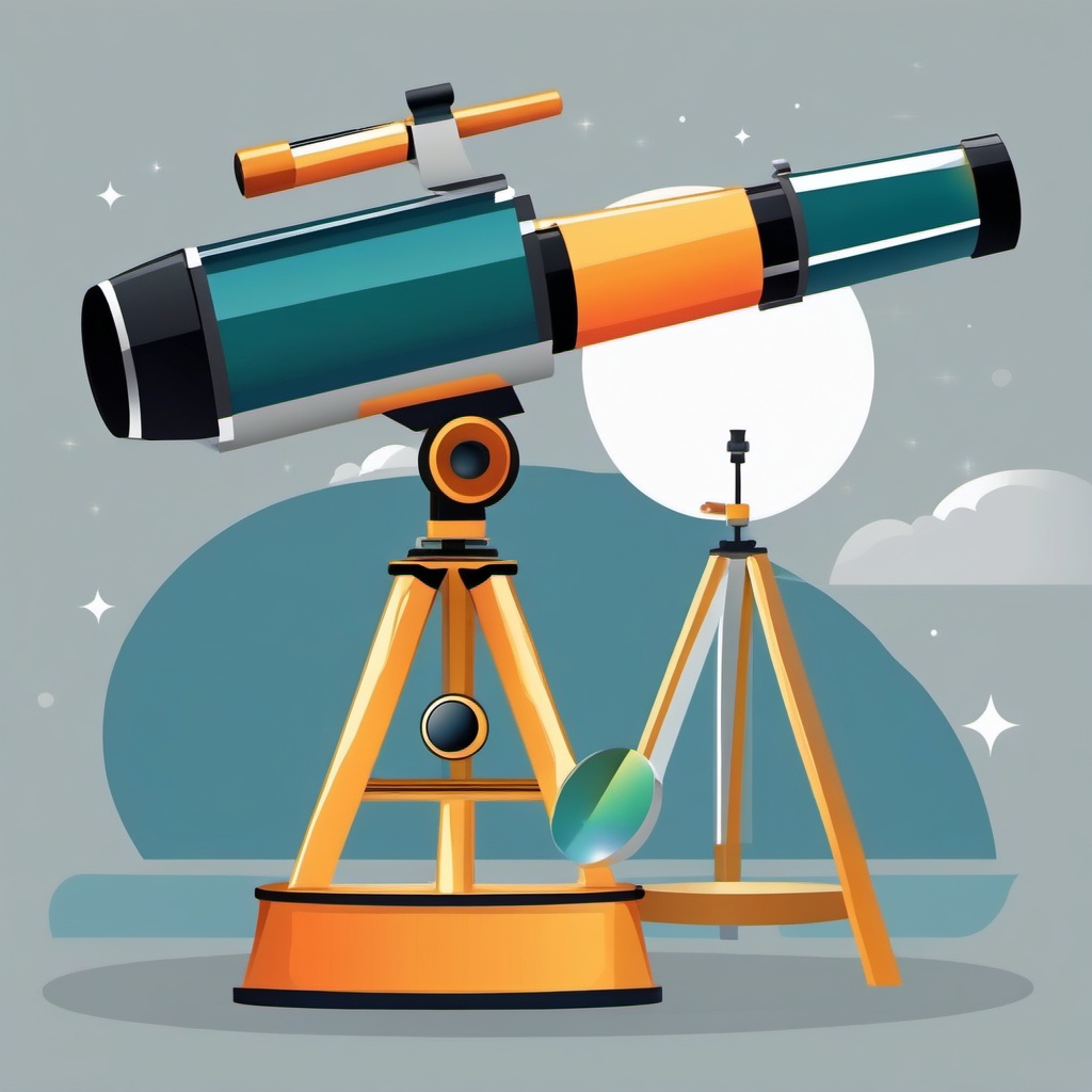 Telescope clipart - Optical instrument for observing distant objects in space, ,vector color clipart,minimal