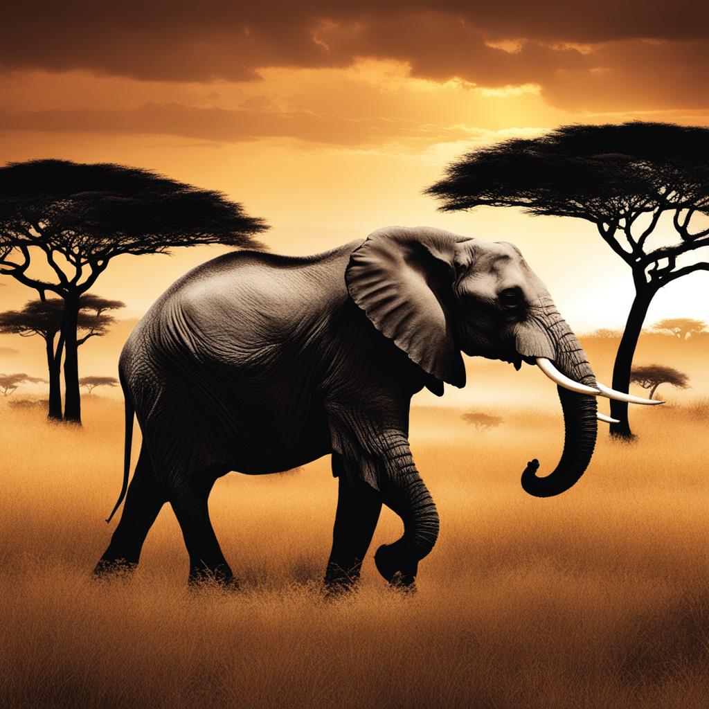 elephant clipart in an african savannah - displaying majestic presence. 