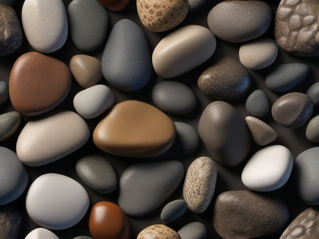 Pebbles resembling textured river rocks with a natural finish top view, product photoshoot realistic background, hyper detail, high resolution