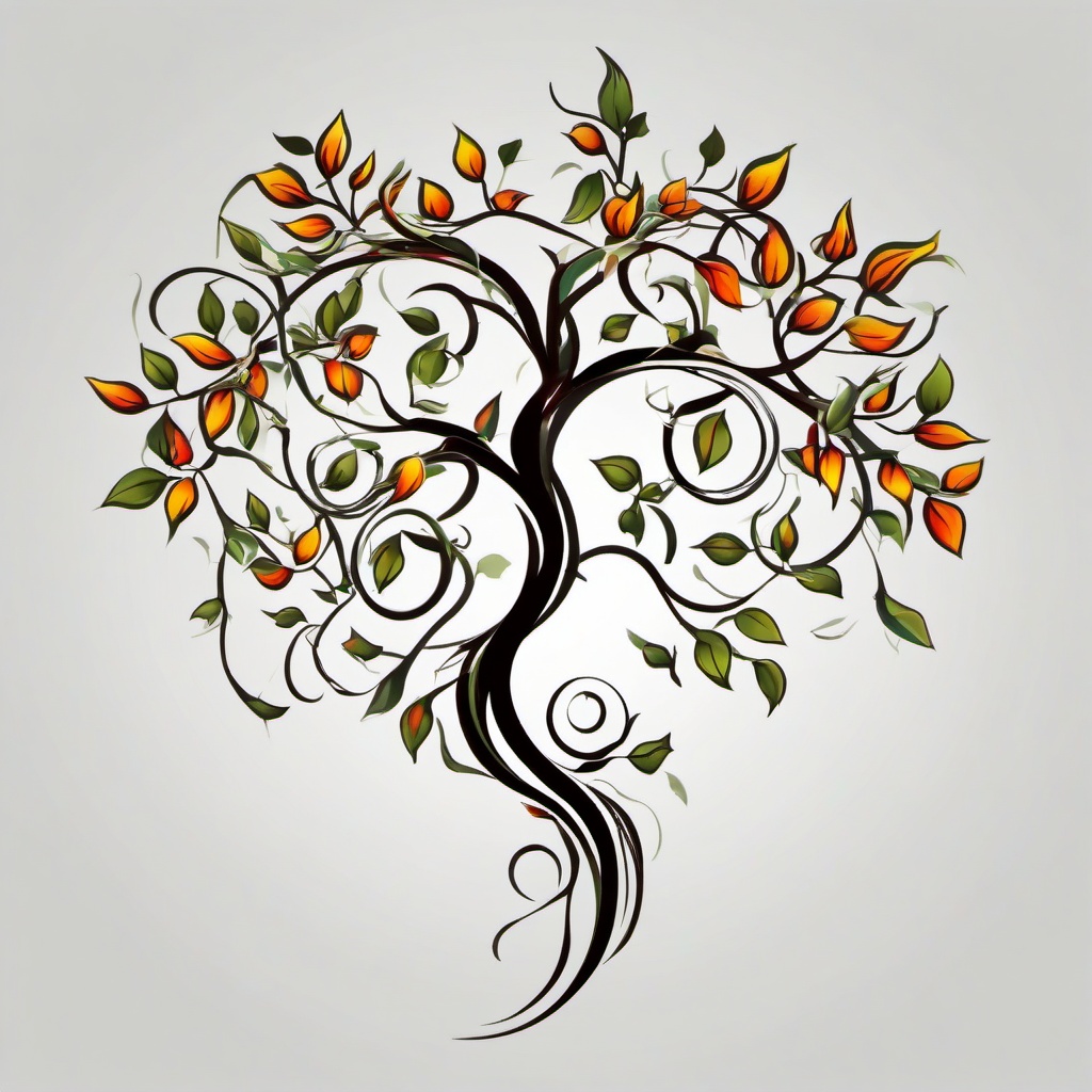 vine branches tattoo  simple vector color tattoo