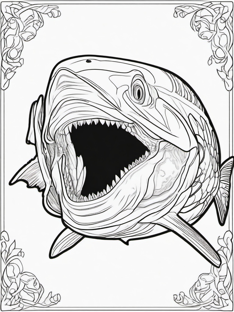 Dunkleosteus Coloring Pages - Armored Prehistoric Fish  black outline printable coloring page