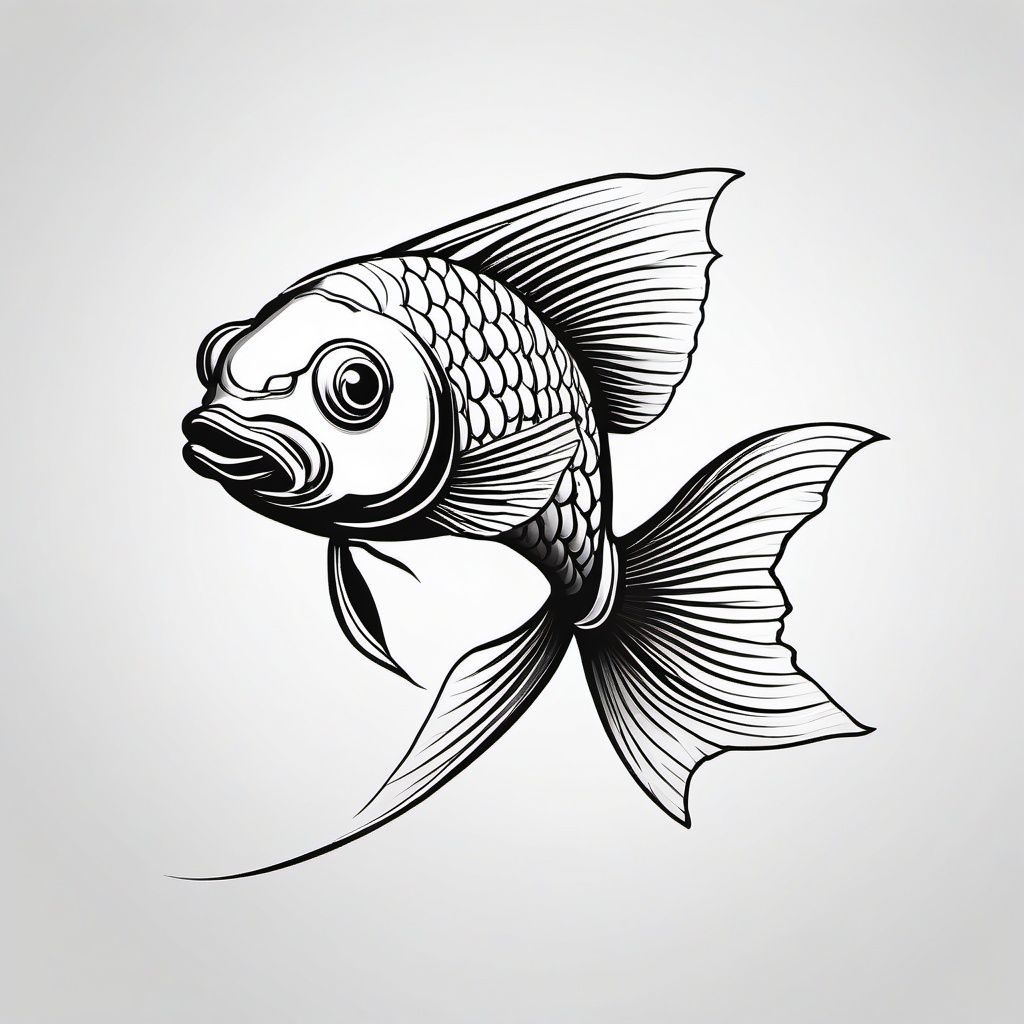 Simple Coy Fish Tattoo,a simple yet captivating coy fish tattoo, symbolizing grace and determination. , tattoo design, white clean background