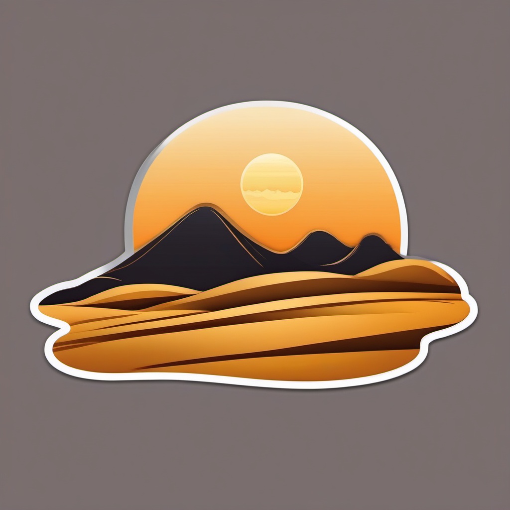 Full Moon over Desert Dunes Emoji Sticker - Lunar glow on sandy expanses, , sticker vector art, minimalist design