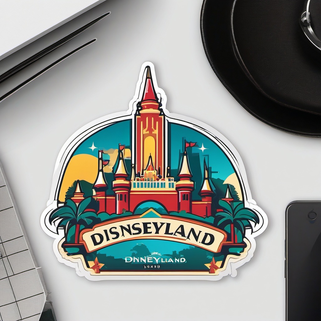 Disneyland sticker- Famous theme park in Anaheim, California, , sticker vector art, minimalist design