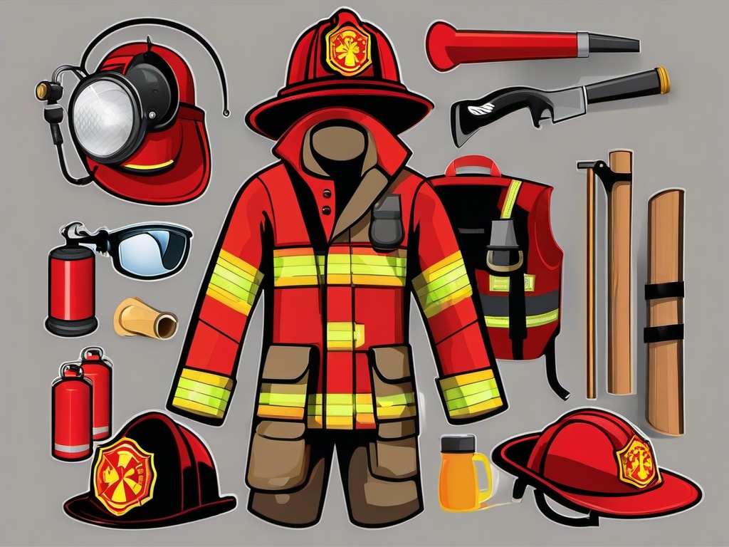 Fireman clipart - firefighter gear display  vector clipart