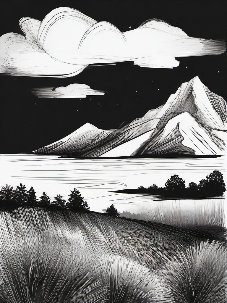 simple sketch of nature  minimal rough sketch scribbles,doodles,black and white