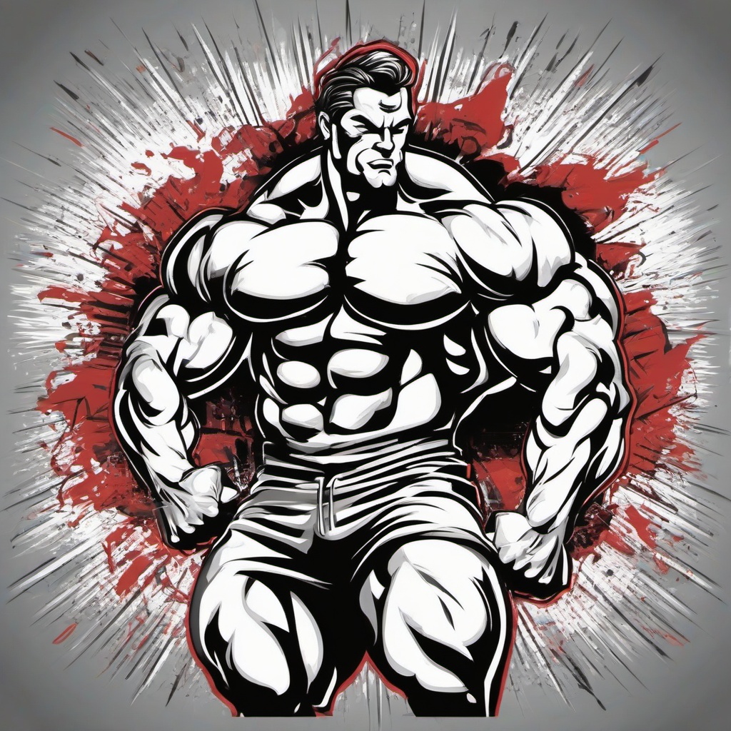 bodybuilder flexing muscles  , vector illustration, clipart