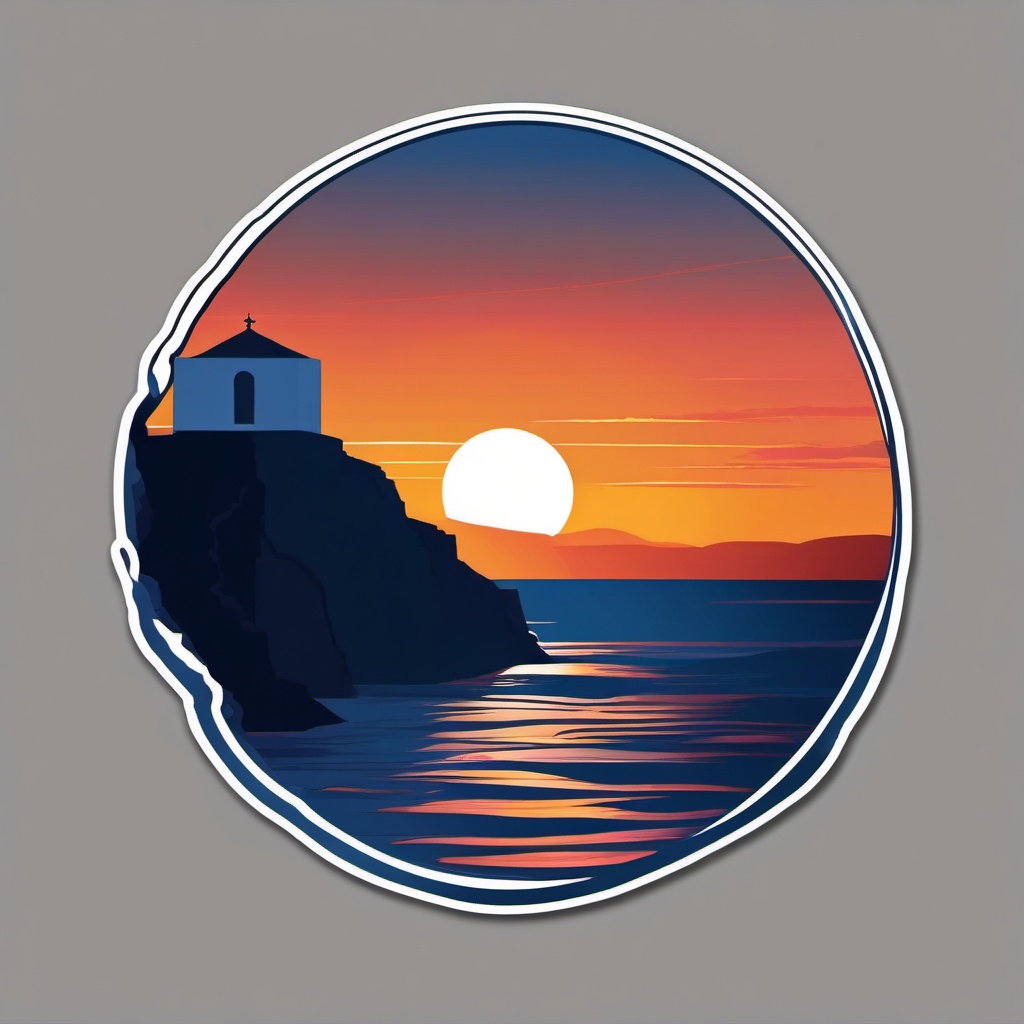 Oia Santorini Sunset sticker- Stunning sunset views over the Aegean Sea, , sticker vector art, minimalist design