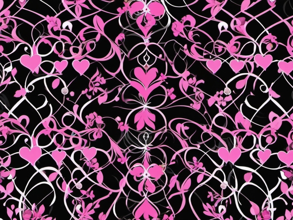 Black And Pink Wallpapers-Various pink and black wallpapers featuring hearts, florals, and patterns  background wallpaper