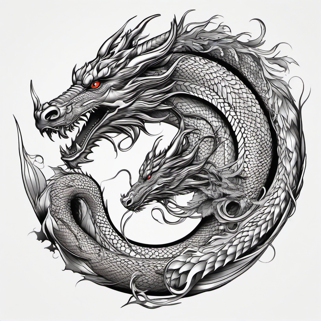 Best Dragon Tattoo Artists - Recognized and skilled tattoo artists known for their dragon tattoo designs.  simple color tattoo,minimalist,white background