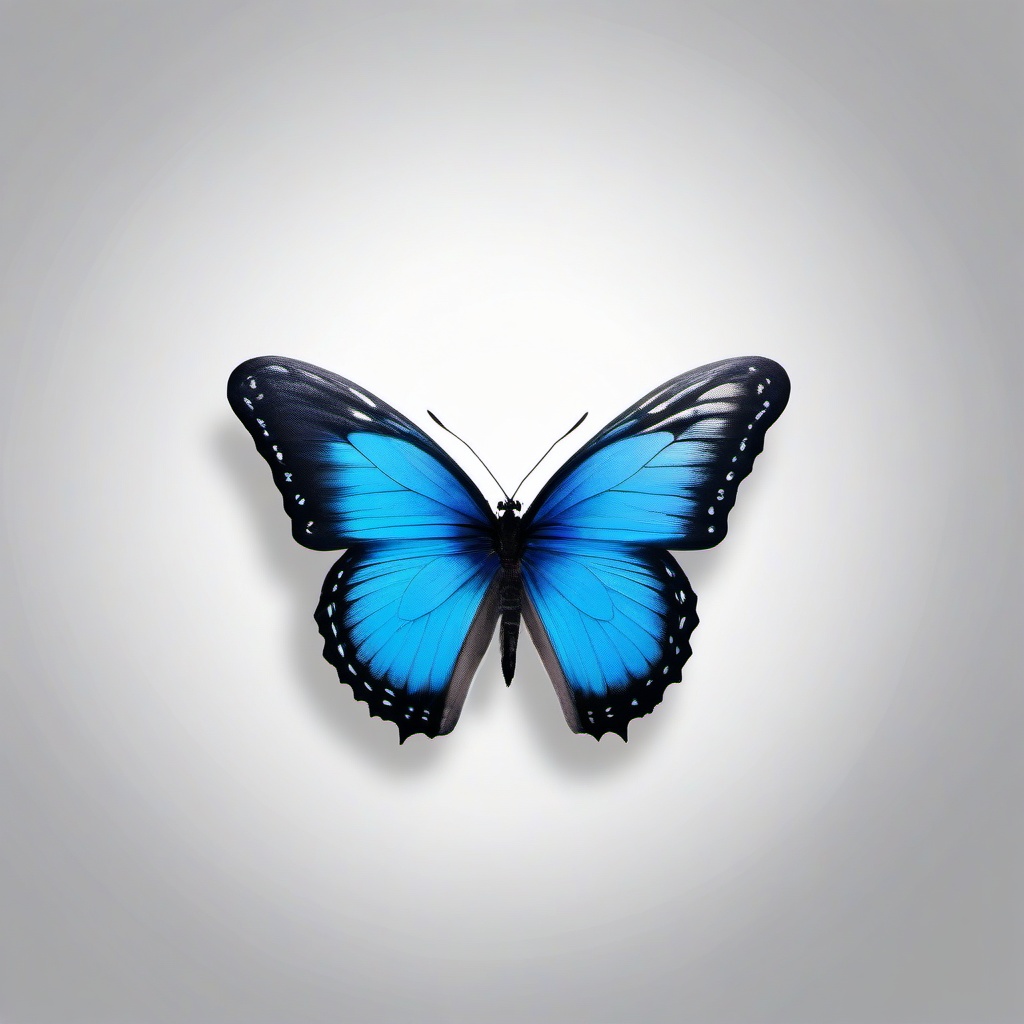 tattoo blue butterfly  simple color tattoo,white background,minimal