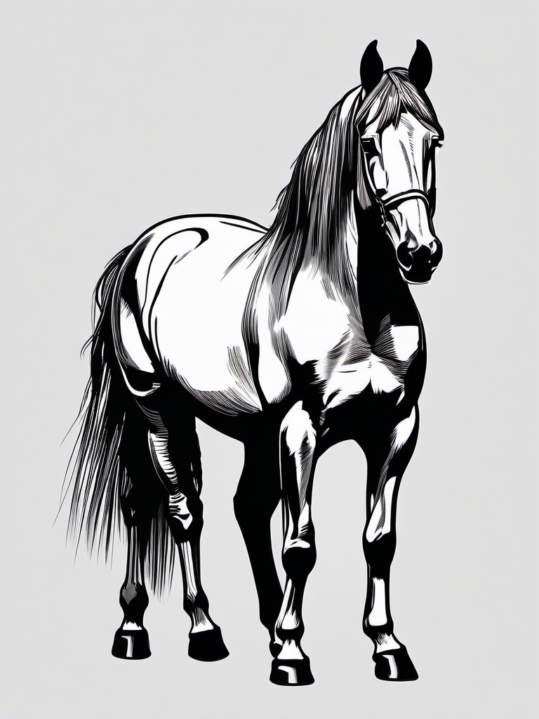 drawing of Suffolk Punch horse  minimal rough sketch scribbles,doodles,black and white