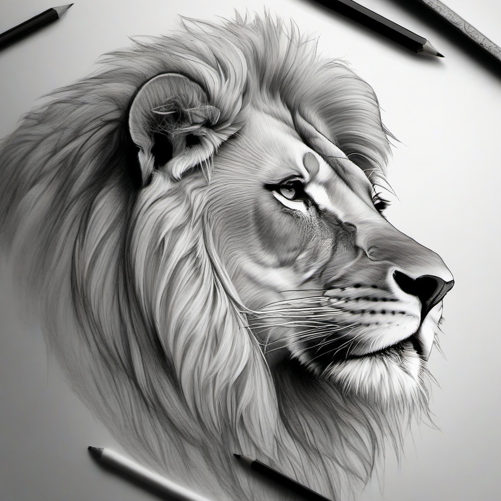 pencil sketch of lion  minimal rough sketch scribbles,doodles,black and white