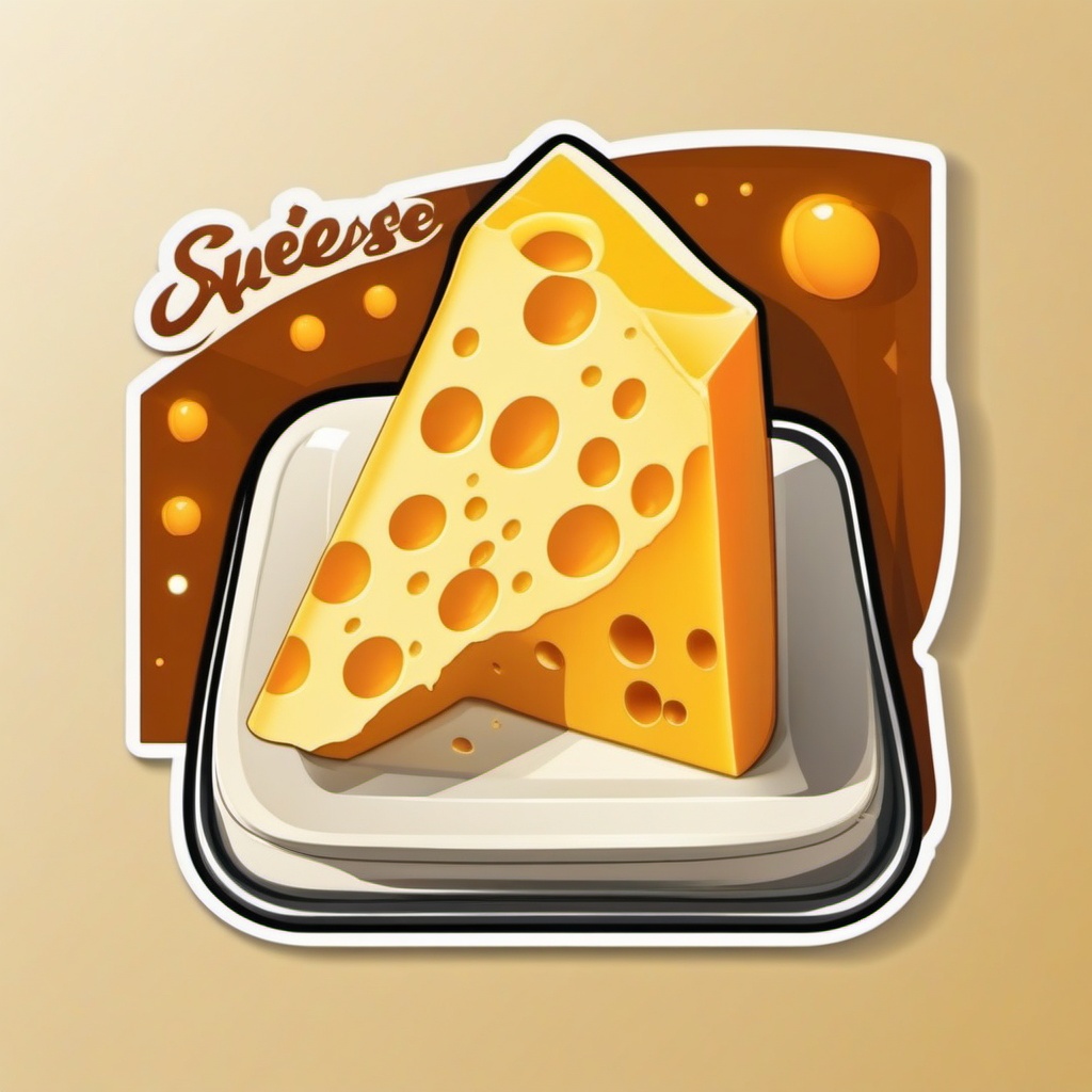 Cheese Sticker - Wedge of cheese for dairy lovers, ,vector color sticker art,minimal