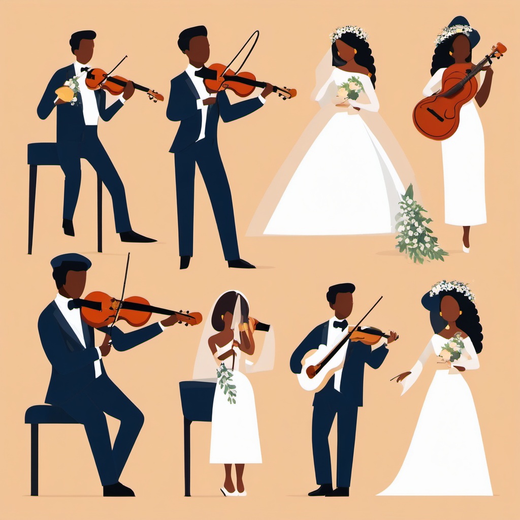 Wedding Music clipart - Musicians at the wedding, ,vector color clipart,minimal