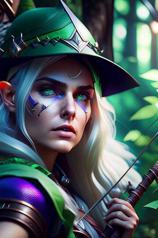 Magical elf archer defending the enchanted forest,4K, 8K, 64K, 3D Rendering, photorealistic, highly detailed, high resolution, hyper-detailed, UHD, professional photography, trending artstation, Unreal Engine v5, realistic rendering
