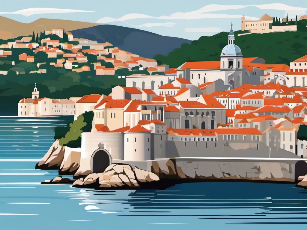 Dubrovnik Old Town sticker- Well-preserved medieval city on the Adriatic coast, , sticker vector art, minimalist design