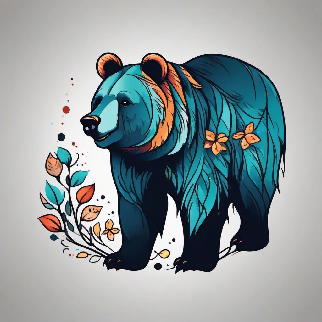 little bear tattoo  simple vector color tattoo