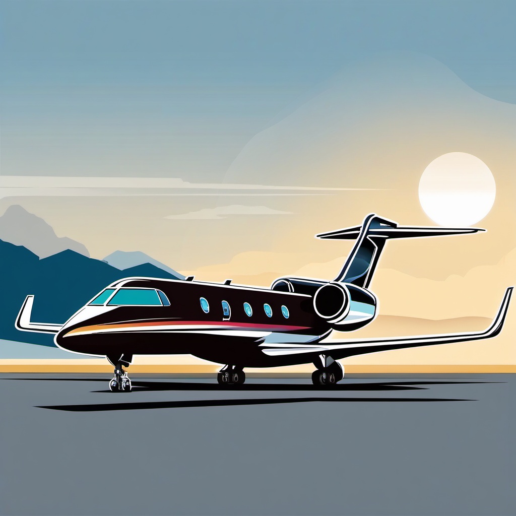 Private Jet Clipart - A private jet offering luxury travel.  transport, color vector clipart, minimal style