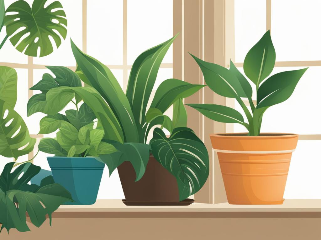 houseplant clipart - thriving in a sunny window. 