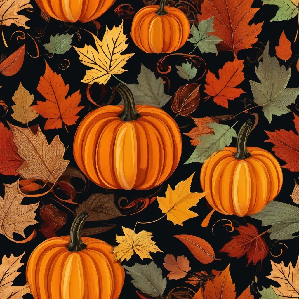 Autumn Wallpaper - Vibrant Autumn Leaves and Pumpkins  intricate patterns, splash art, wallpaper art