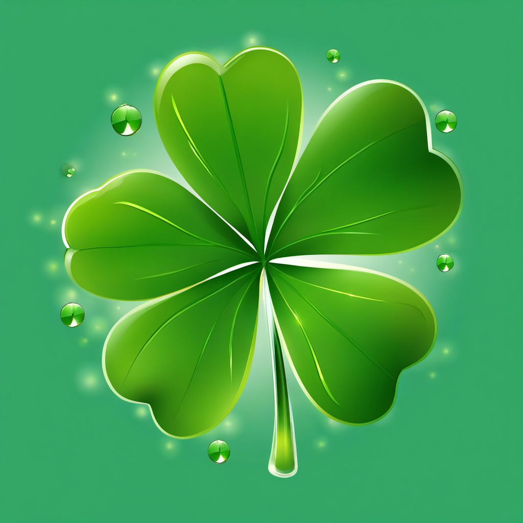 Four Leaf Clover clipart - four-leaf clover with dew drops  